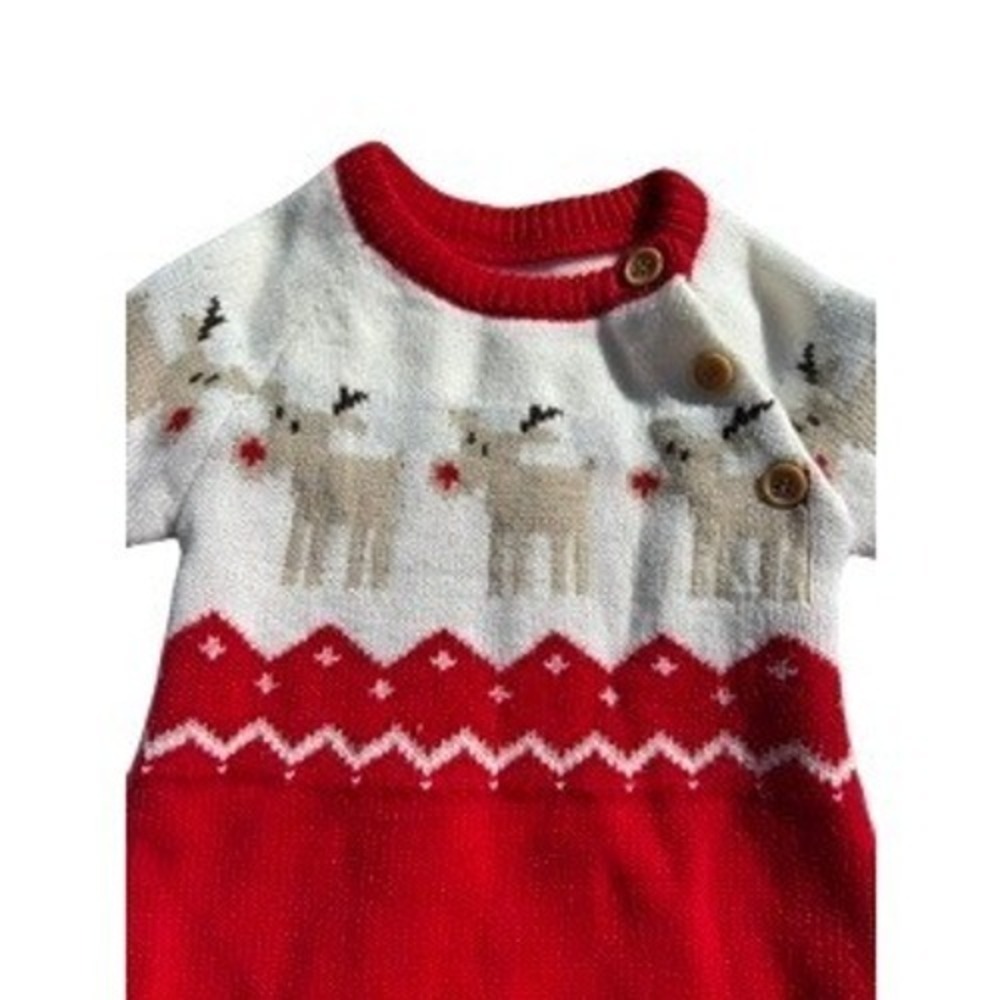 Reindeer Fair Isle Romper Holiday Christmas Jumper Boys Girls 9 months 18 months